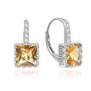 Princess Cut 925 Silver Earrings for Women